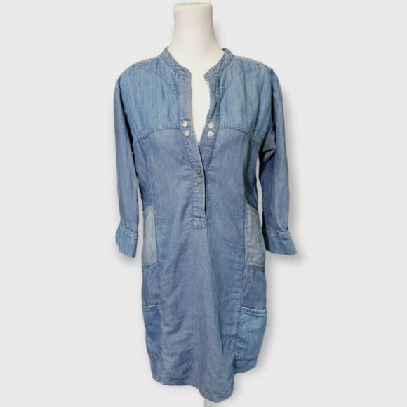 Etienne Marcel Women's Linen Blend Chambray Denim Shirt Dress Size XS - Picture 2 of 12